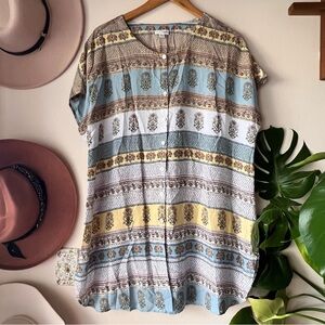 J.JILL boho floral tunic short sleeve Women’s SIZE 1X Beachy Lightweight‎